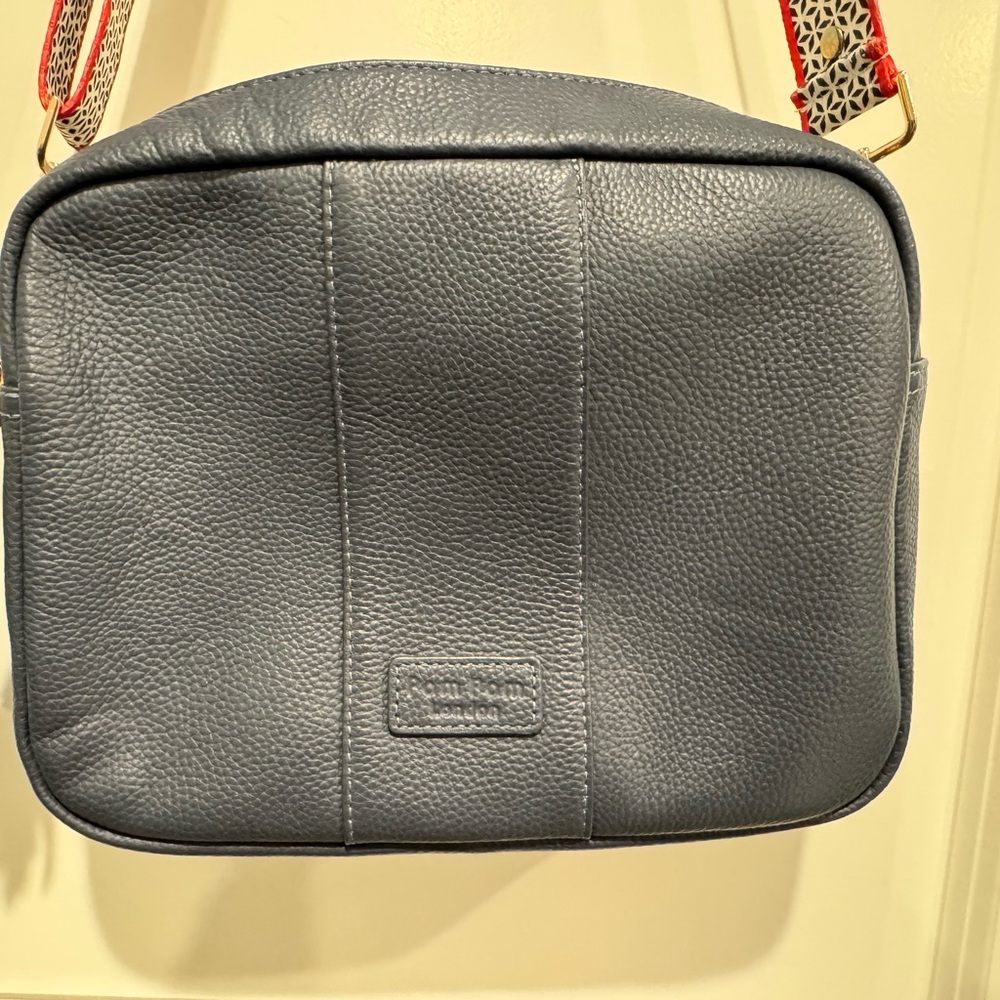 Beautiful Slate Blue Pom Pom London City Crossbody Bag